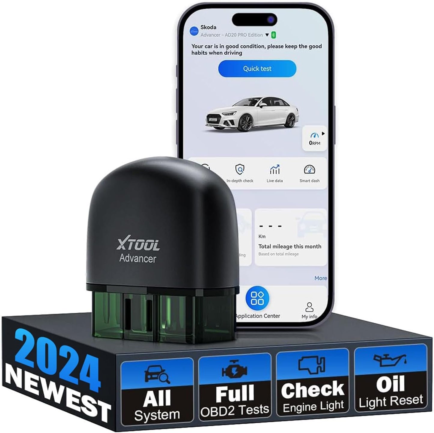 XTOOL Advancer AD20 Pro Wireless OBD2 Scanner Diagnostic Tool for iPhone & Android, Enhanced Car Code Reader with All System Scan, Oil Reset, Turn Off CEL, Performance Test, Battery Voltage Test