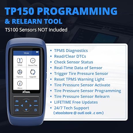 XTOOL TP150 TPMS Relearn Tool 2024 Latest Version, Tire Pressure Light Reset, All Universal Sensors Activation/Relearn, XTOOL TS100 Sensors Programming Only