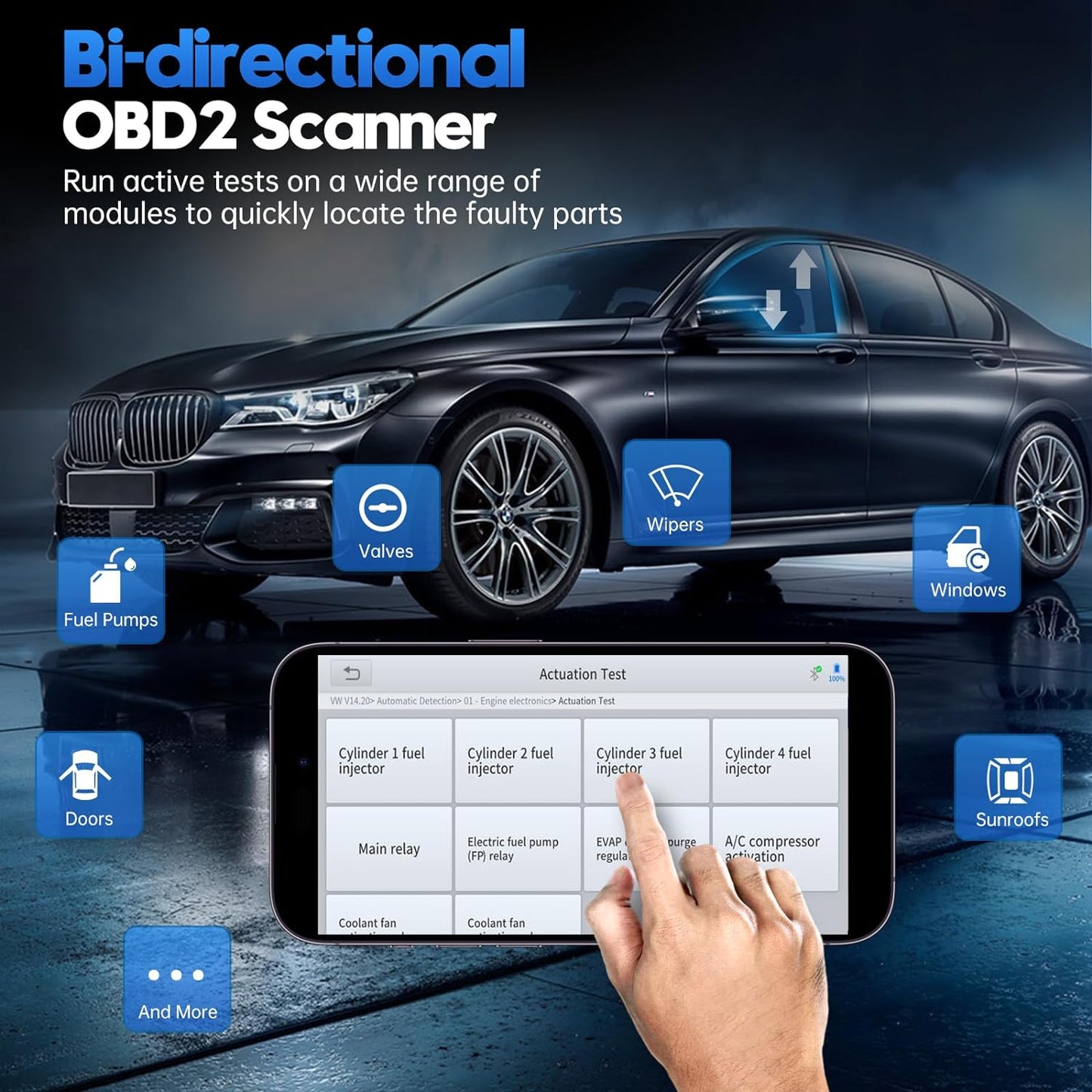 XTOOL Anyscan A30M Bi-Directional Scanner, Lifetime Free Update, OE Full Systems Diagnostic Tool, 11+ Services, ABS Bleed, Injector Coding, Oil Light, EPB BMS TPMS SAS Reset, for DIY