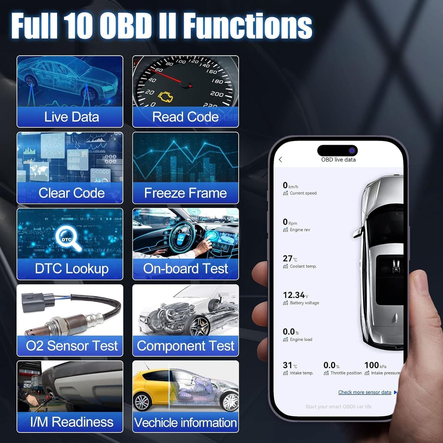 XTOOL Advancer AD20 Pro Wireless OBD2 Scanner Diagnostic Tool for iPhone & Android, Enhanced Car Code Reader with All System Scan, Oil Reset, Turn Off CEL, Performance Test, Battery Voltage Test