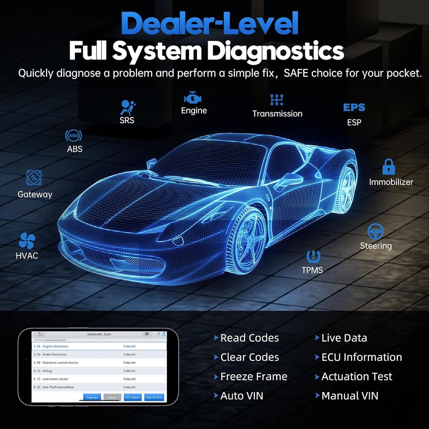 XTOOL Anyscan A30M Bi-Directional Scanner, Lifetime Free Update, OE Full Systems Diagnostic Tool, 11+ Services, ABS Bleed, Injector Coding, Oil Light, EPB BMS TPMS SAS Reset, for DIY