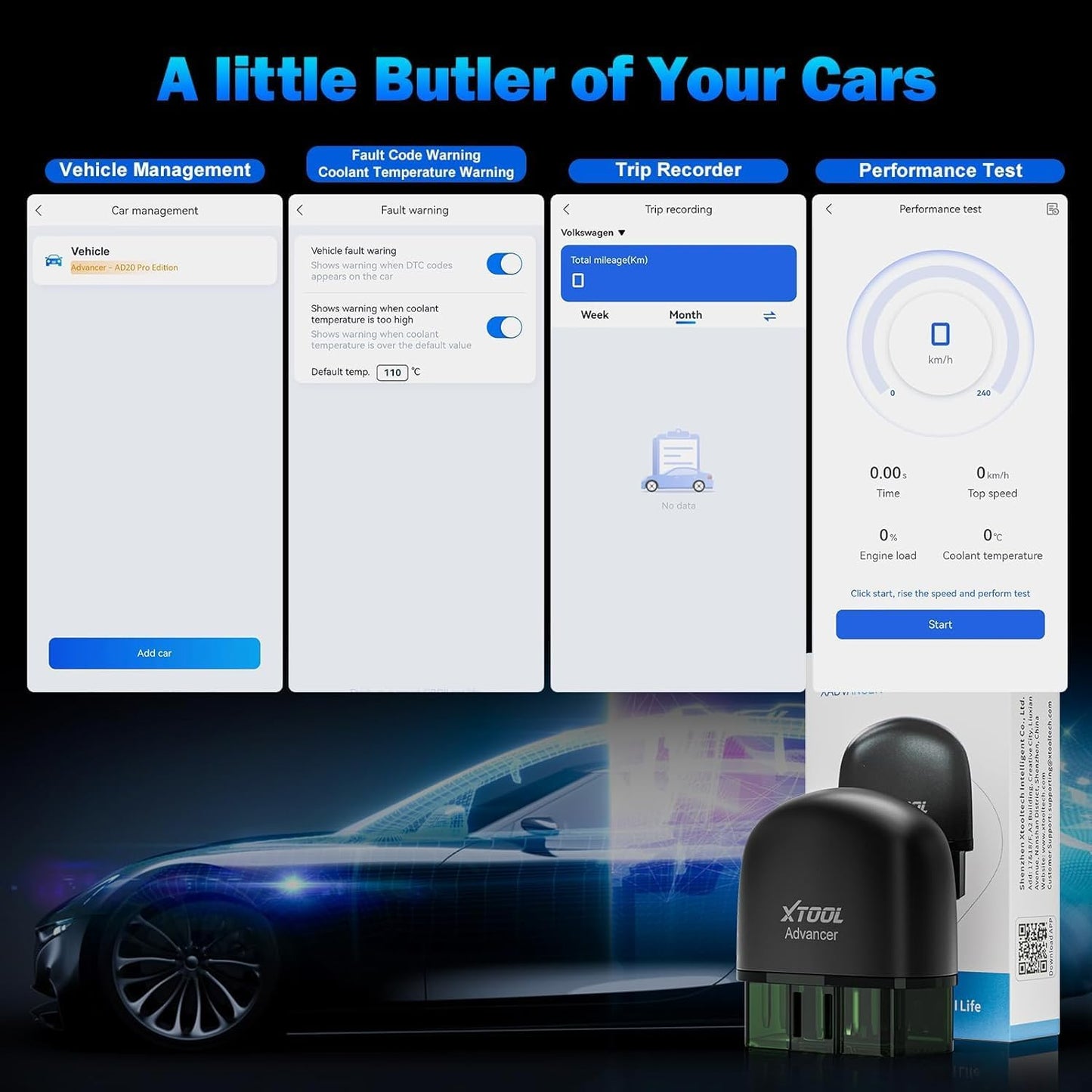 XTOOL Advancer AD20 Pro Wireless OBD2 Scanner Diagnostic Tool for iPhone & Android, Enhanced Car Code Reader with All System Scan, Oil Reset, Turn Off CEL, Performance Test, Battery Voltage Test