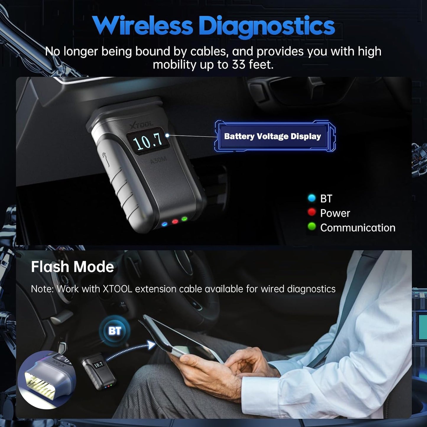 XTOOL Anyscan A30M Bi-Directional Scanner, Lifetime Free Update, OE Full Systems Diagnostic Tool, 11+ Services, ABS Bleed, Injector Coding, Oil Light, EPB BMS TPMS SAS Reset, for DIY