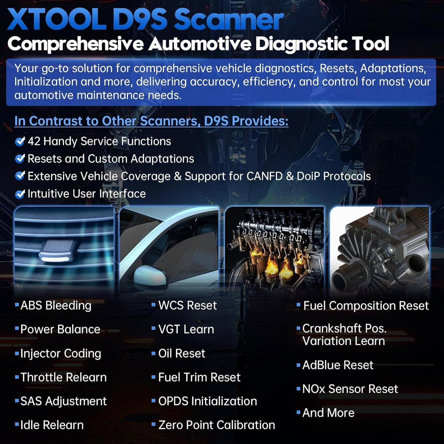 XTOOL D9S Automotive Diagnostic Tool, Wireless OBD2 Scanner with ECU Coding, Topology, Bidirectional Scan Tool 2.0 with FCA, 42+ Resets, Full System, B.M.W & V.A.G Guide, PMI, CAN FD/DoIP, 3-Yr Update