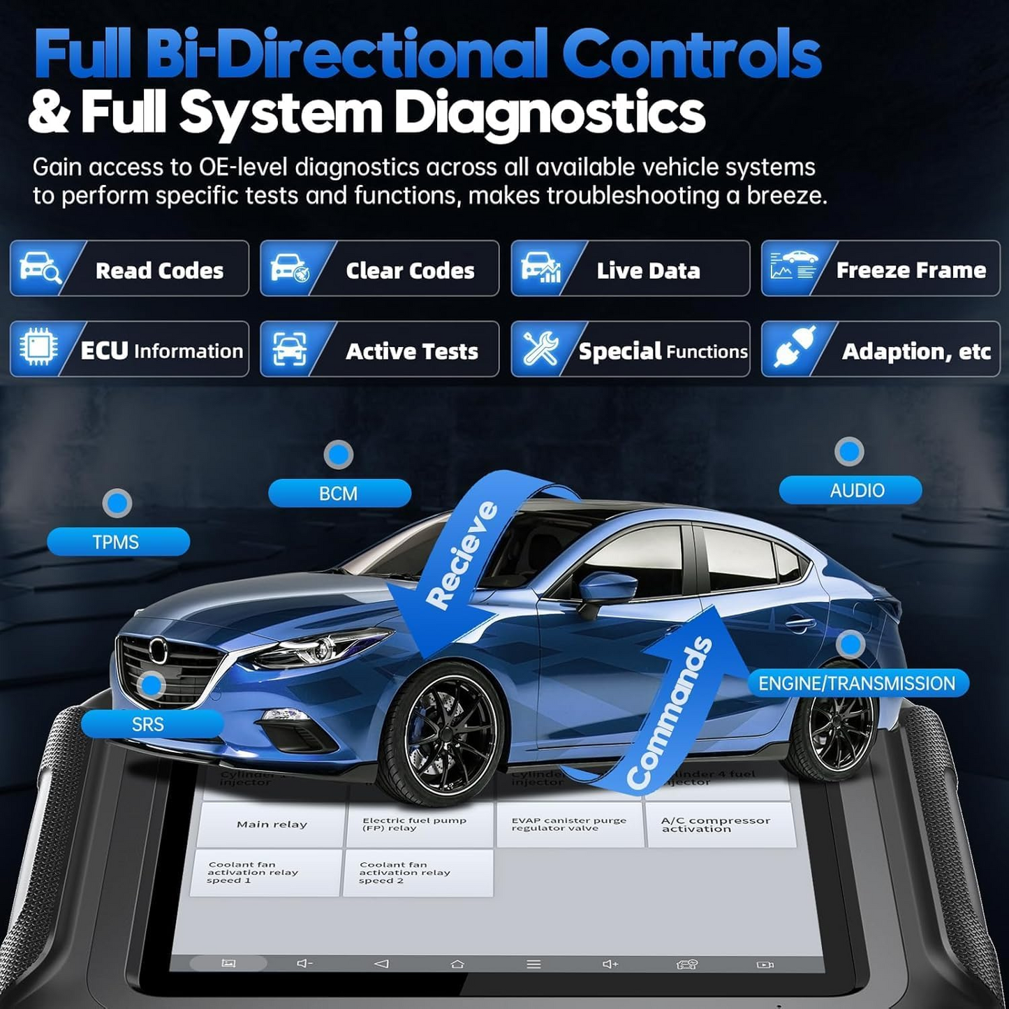 XTOOL D9S Automotive Diagnostic Tool, Wireless OBD2 Scanner with ECU Coding, Topology, Bidirectional Scan Tool 2.0 with FCA, 42+ Resets, Full System, B.M.W & V.A.G Guide, PMI, CAN FD/DoIP, 3-Yr Update