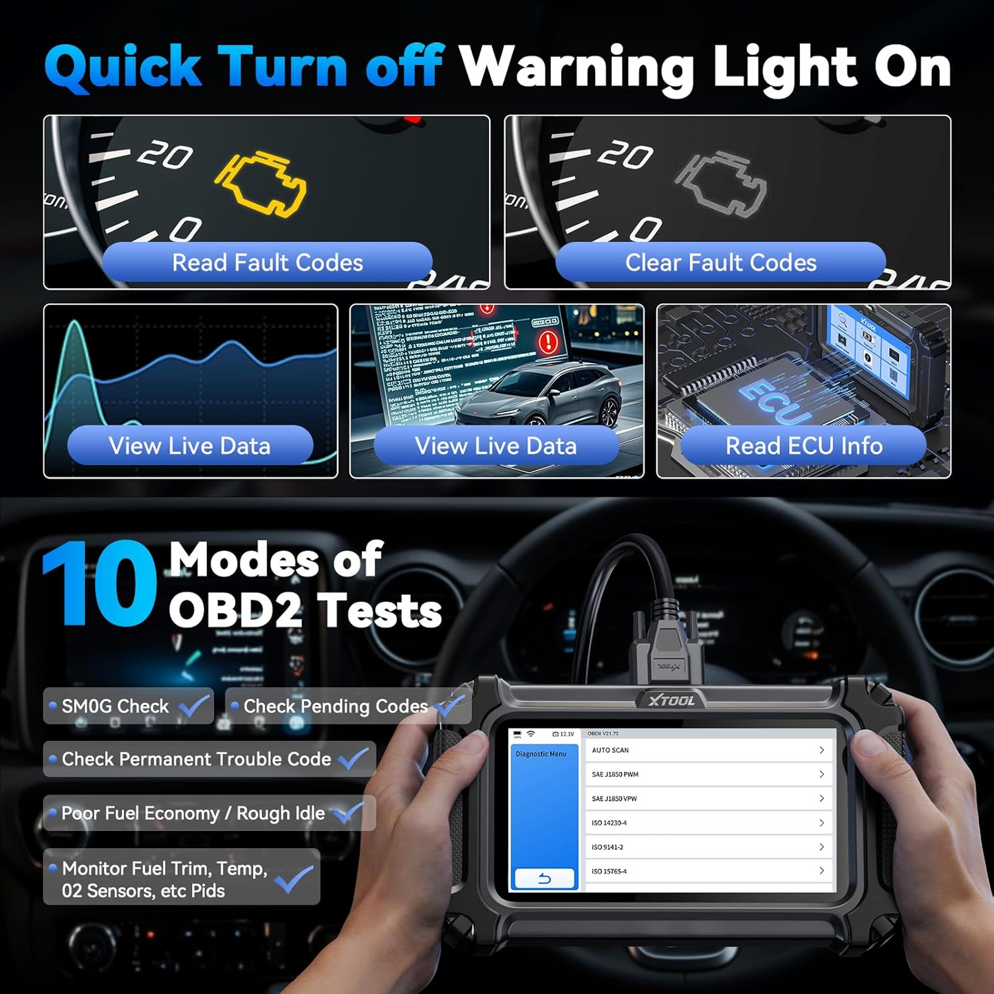 XTOOL D5S OBD2 Scanner - 2025 Code Reader for Cars & Trucks with 16 Resets, Crank Sensor Relearn, Throttle Relearn, EPB, FCA AutoAuth, CAN FD for GM, Engine ABS SRS Transmission Car Diagnostic Tool
