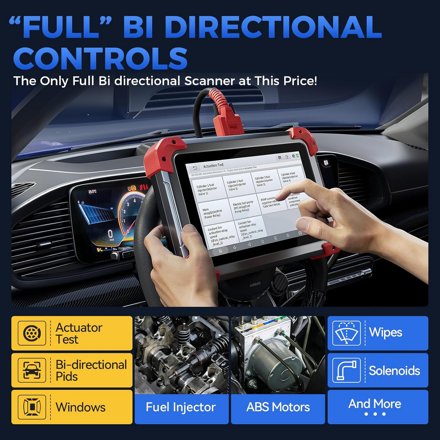 XTOOL D7 Bidirectional OBD2 Scanner: 2025 Scan Tool with ECU Coding, All System Car Scanner Diagnostic Tool, 36+ Resets, Injector Coding, Throttle Relearn, Crank Sensor Relearn, FCA, CANFD & DoIP