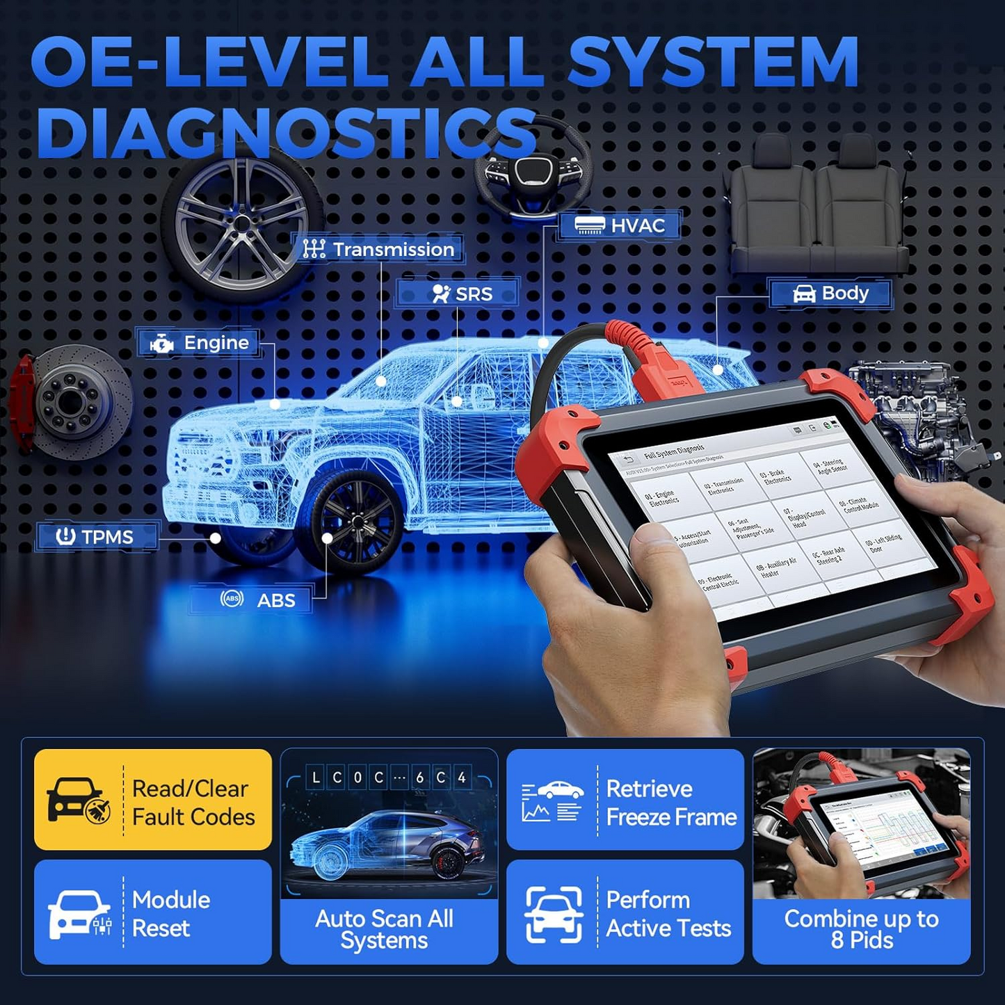 XTOOL D7 Bidirectional OBD2 Scanner: 2025 Scan Tool with ECU Coding, All System Car Scanner Diagnostic Tool, 36+ Resets, Injector Coding, Throttle Relearn, Crank Sensor Relearn, FCA, CANFD & DoIP