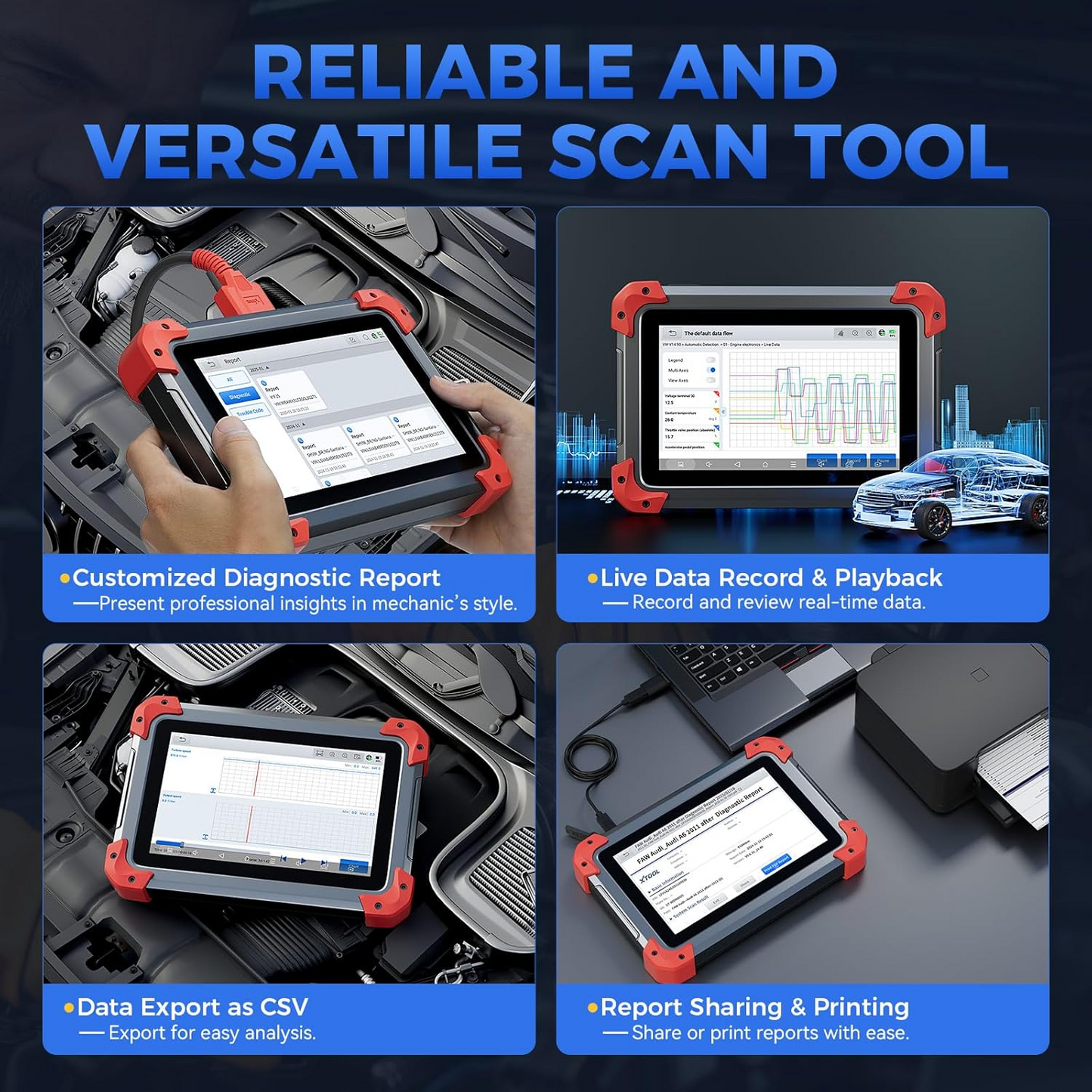 XTOOL D7 Bidirectional OBD2 Scanner: 2025 Scan Tool with ECU Coding, All System Car Scanner Diagnostic Tool, 36+ Resets, Injector Coding, Throttle Relearn, Crank Sensor Relearn, FCA, CANFD & DoIP