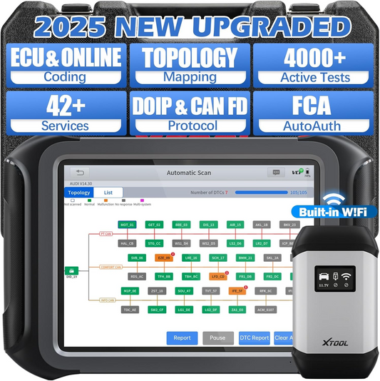 XTOOL D9S Automotive Diagnostic Tool, Wireless OBD2 Scanner with ECU Coding, Topology, Bidirectional Scan Tool 2.0 with FCA, 42+ Resets, Full System, B.M.W & V.A.G Guide, PMI, CAN FD/DoIP, 3-Yr Update