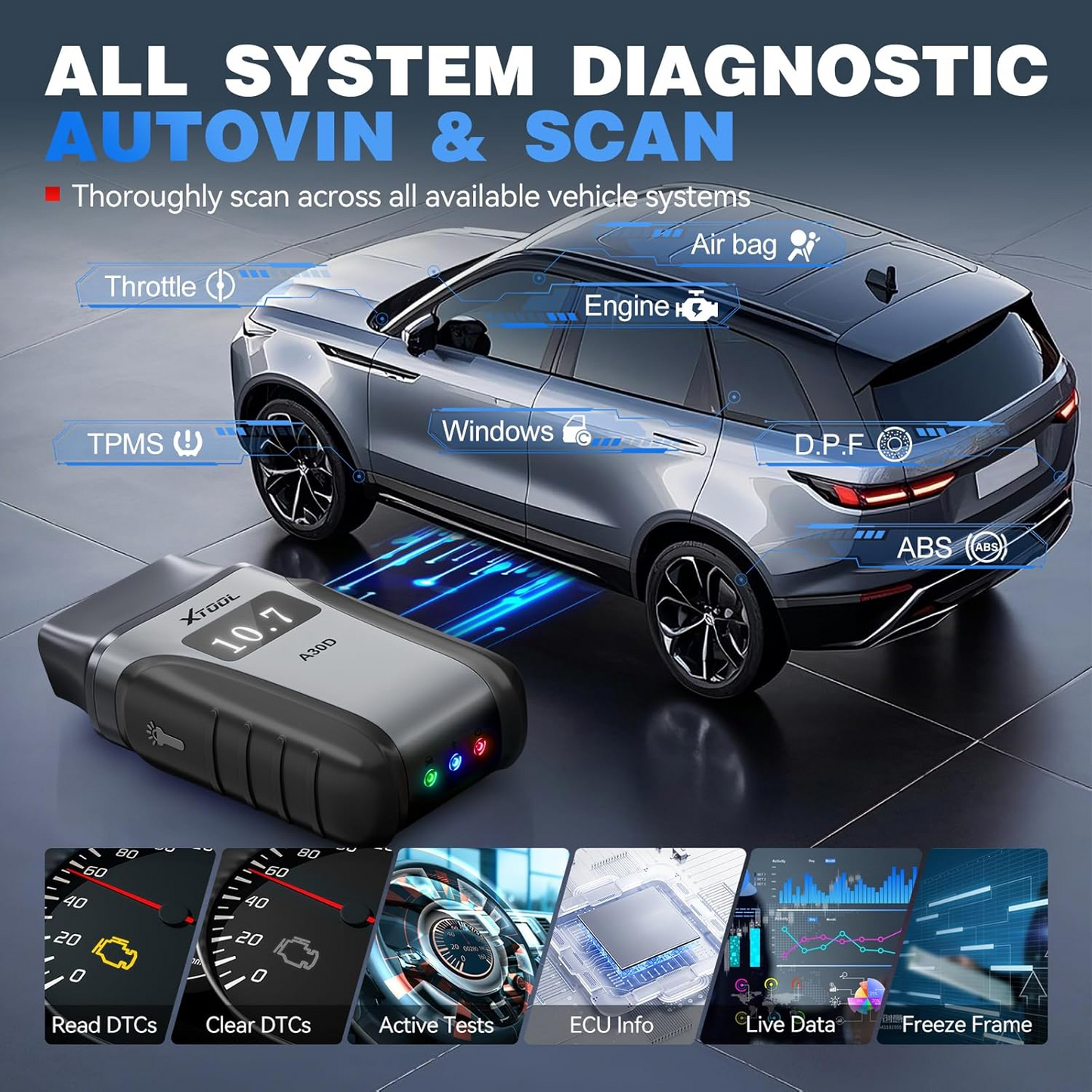 XTOOL Anyscan A30D OBD2 Scanner Wireless, Bidirectional Scan Tool with Lifetime Updates & 16 Resets, FCA, CANFD, Crank Sensor Relearn, Full System Diagnostics, Car Code Reader for iPhone/Android