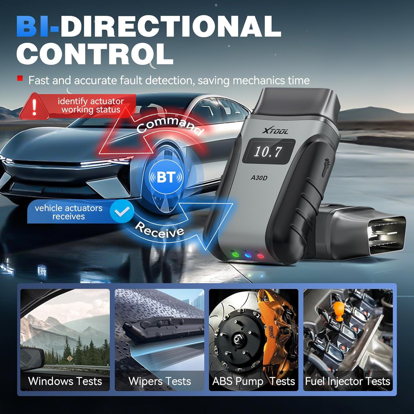 XTOOL Anyscan A30D OBD2 Scanner Wireless, Bidirectional Scan Tool with Lifetime Updates & 16 Resets, FCA, CANFD, Crank Sensor Relearn, Full System Diagnostics, Car Code Reader for iPhone/Android