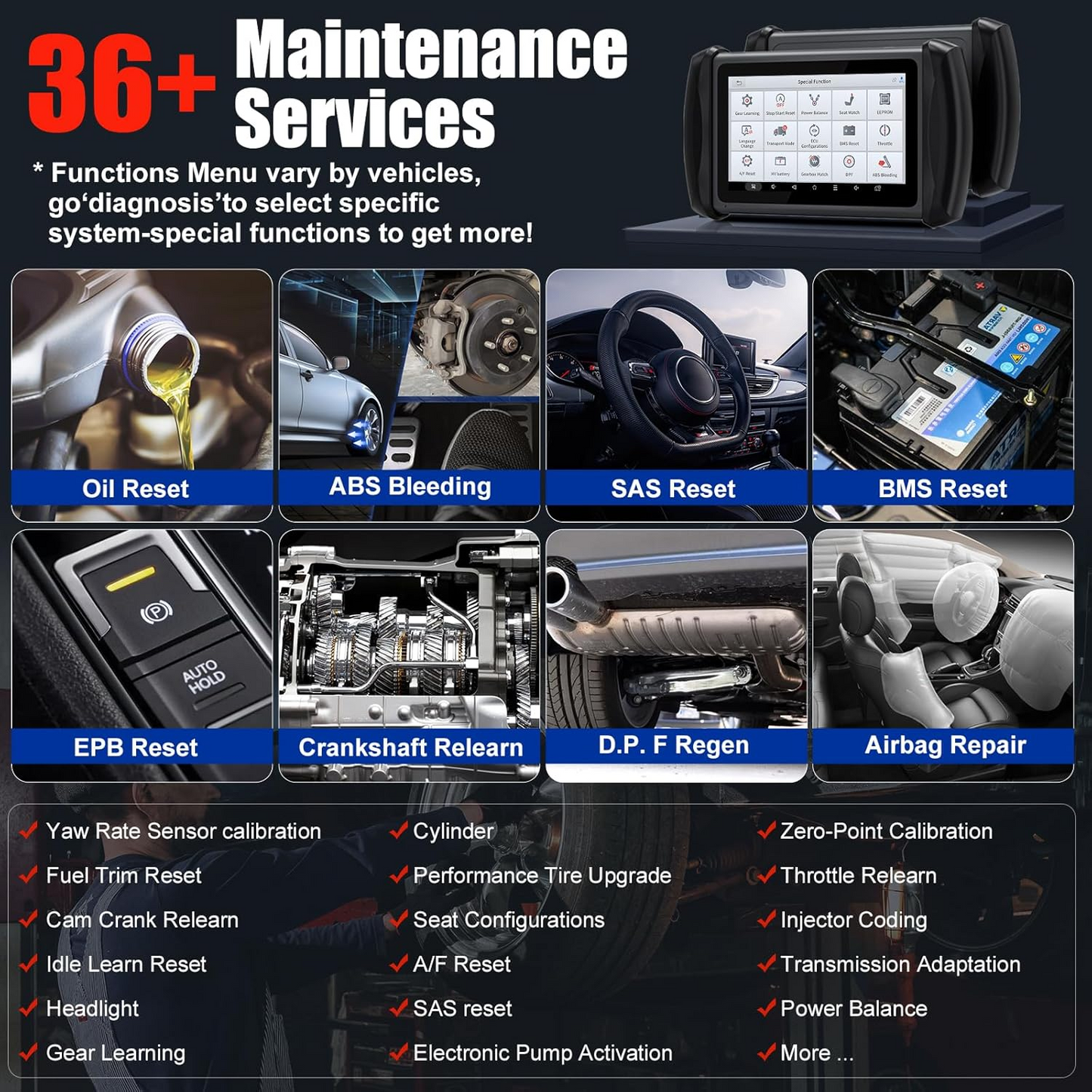 XTOOL IP819TP OBD2 Scanner with TPMS Relearn: 2025 Bidirectional Scan Tool with Full TPMS Diagnostics, Activate/Relearn All Sensors, 36+ Resets, Tire Size Reset, TPMS Programming for TS100 Only