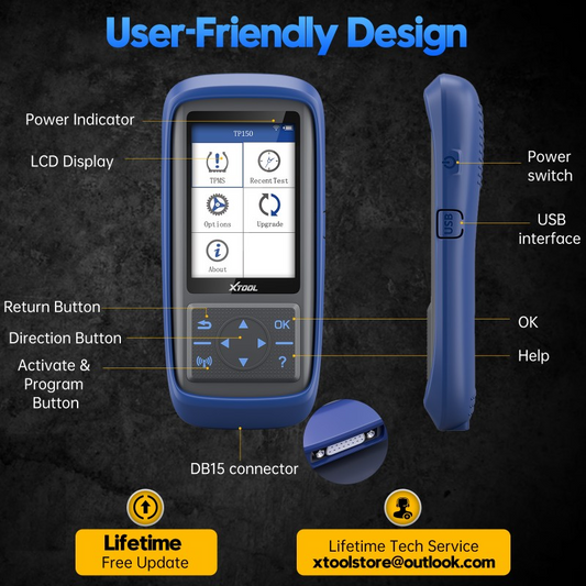 XTOOL TP150 TPMS Relearn Tool 2024 Latest Version, Tire Pressure Light Reset, All Universal Sensors Activation/Relearn, XTOOL TS100 Sensors Programming Only