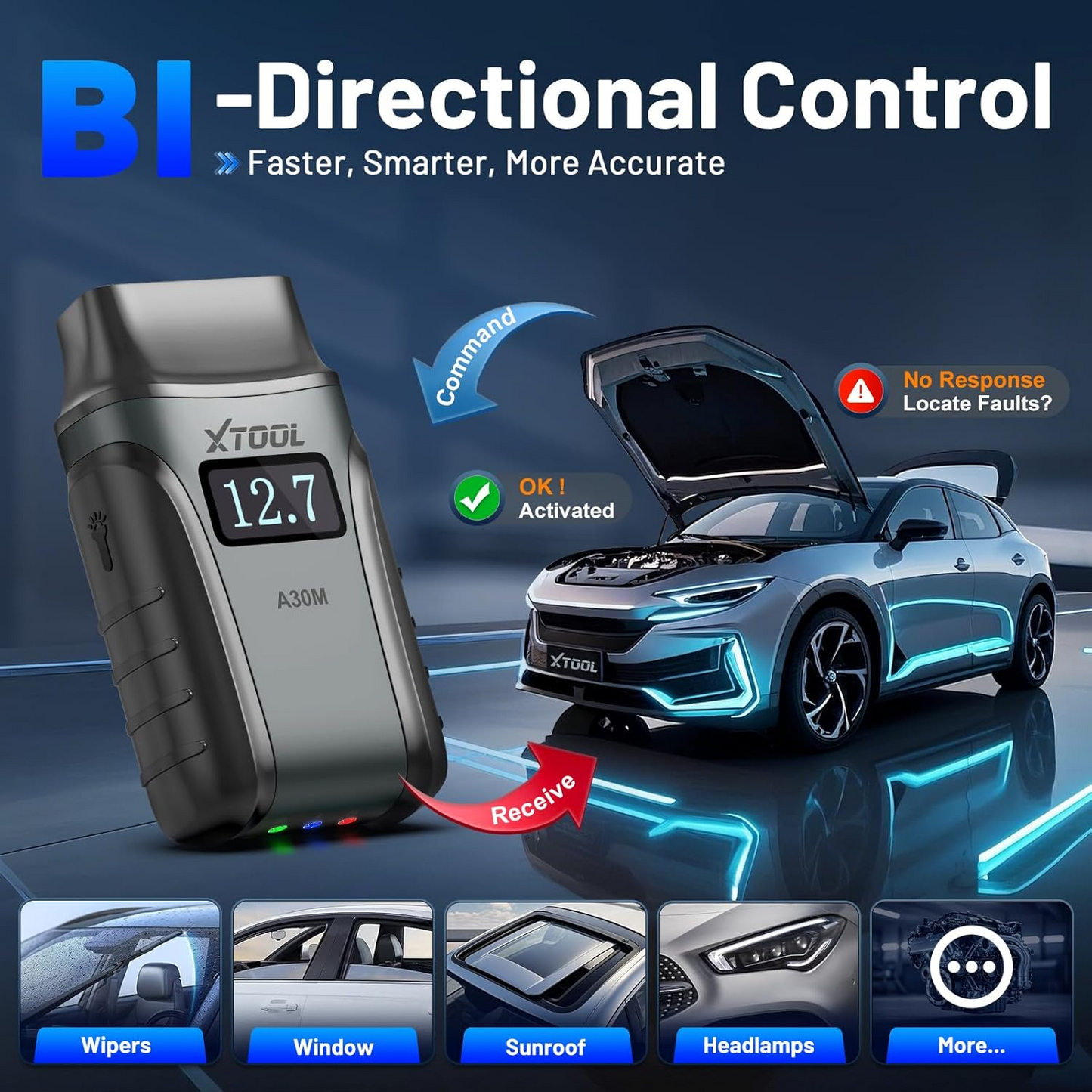 Wireless OBD2 Scanner for Android & iPhone, XTOOL Anyscan A30M V2.0 2025 Bidirectional Scan Tool with Free Updates, All System, 23 Resets, CANFD, FCA, Crank Sensor Relearn, Upgraded Ver. of A30